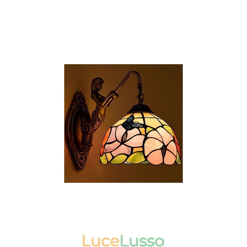 Lampada da parete in ferro battuto creativo rurale europeo contratto luci in vetro