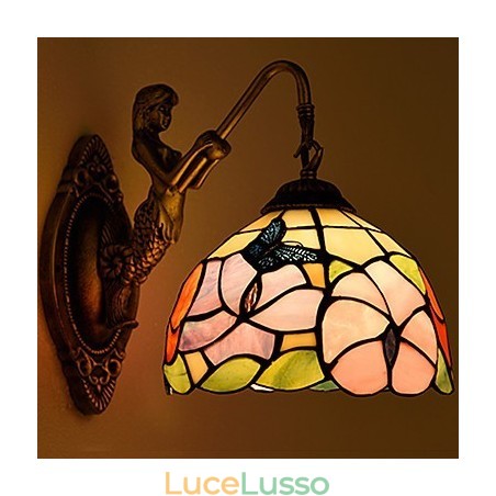 Lampada da parete in ferro battuto creativo rurale europeo contratto luci in vetro Lampada da parete in ferro battuto creativo rurale europeo contratto luci in vetro