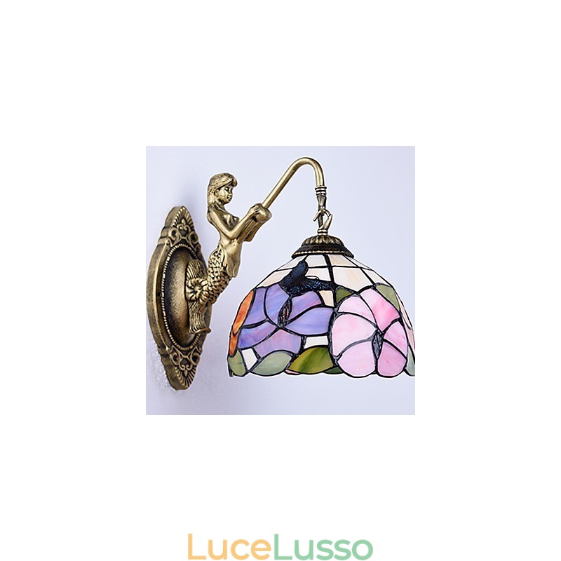 Lampada da parete in ferro battuto creativo rurale europeo contratto luci in vetro