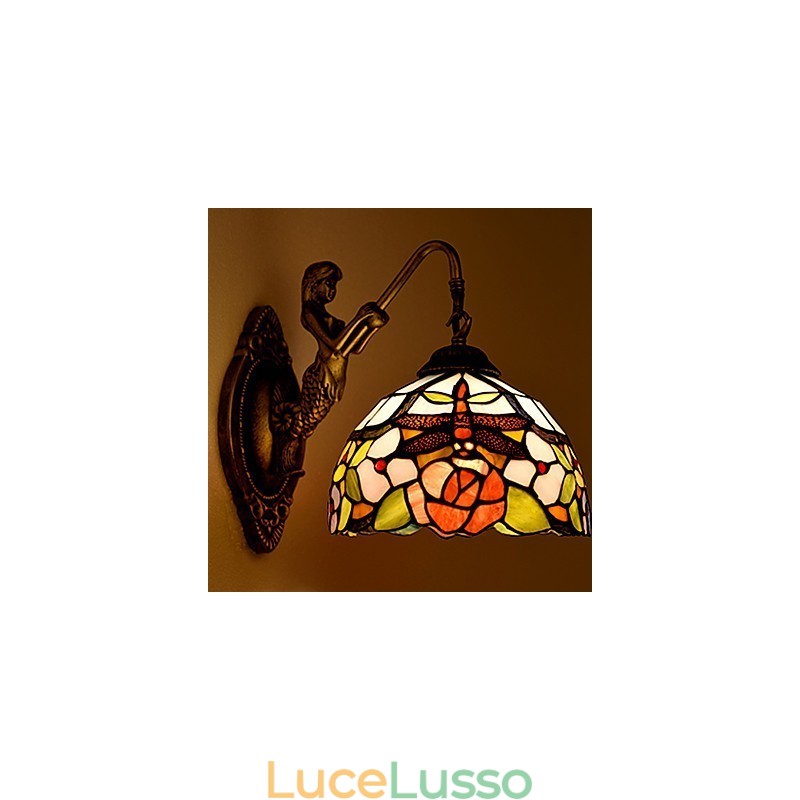 Lampada da parete in ferro battuto creativo rurale europeo contratto luci in vetro