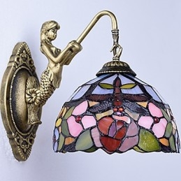 Lampada da parete in ferro battuto creativo rurale europeo contratto luci in vetro