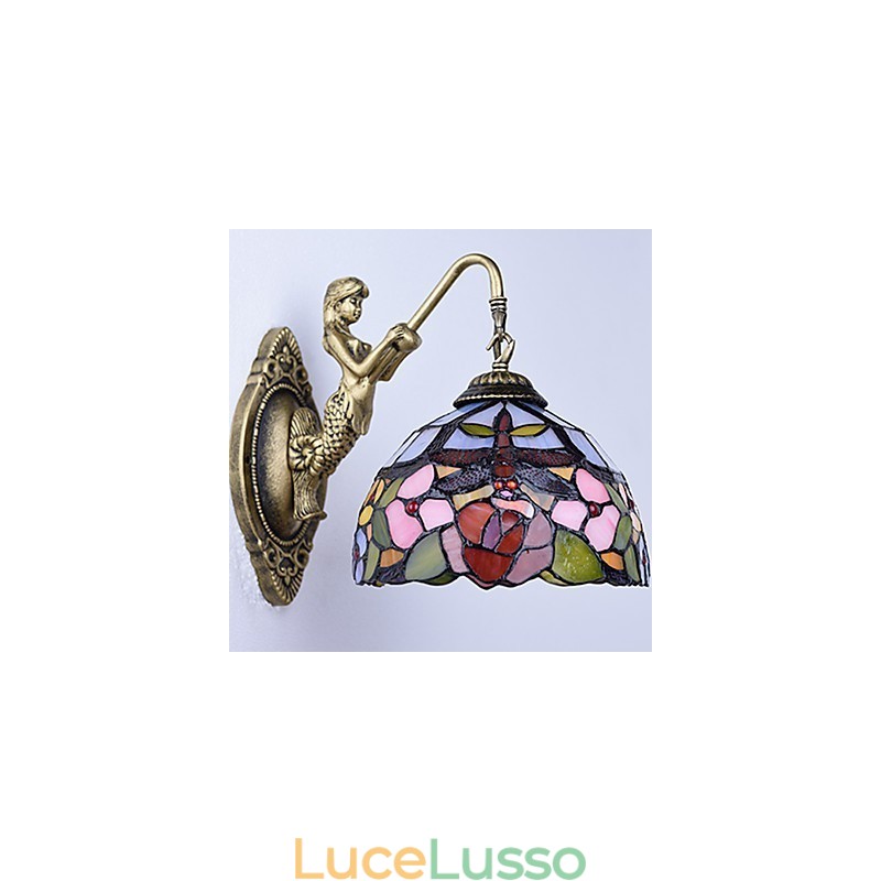 Lampada da parete in ferro battuto creativo rurale europeo contratto luci in vetro