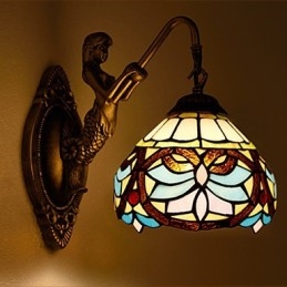 Lampada da parete in ferro battuto creativo rurale europeo contratto luci in vetro