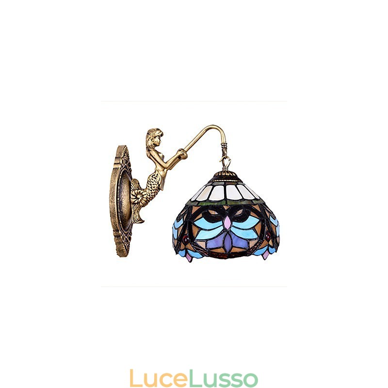 Lampada da parete in ferro battuto creativo rurale europeo contratto luci in vetro