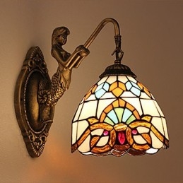 Lampada da parete in ferro battuto creativo rurale europeo contratto luci in vetro