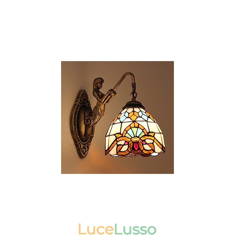 Lampada da parete in ferro battuto creativo rurale europeo contratto luci in vetro