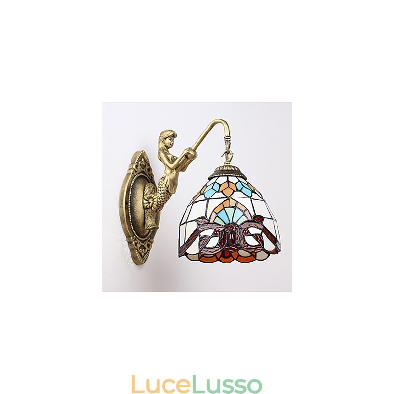 Lampada da parete in ferro battuto creativo rurale europeo contratto luci in vetro