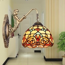 Lampada da parete in ferro battuto creativo rurale europeo contratto luci in vetro