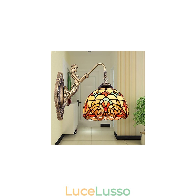 Lampada da parete in ferro battuto creativo rurale europeo contratto luci in vetro