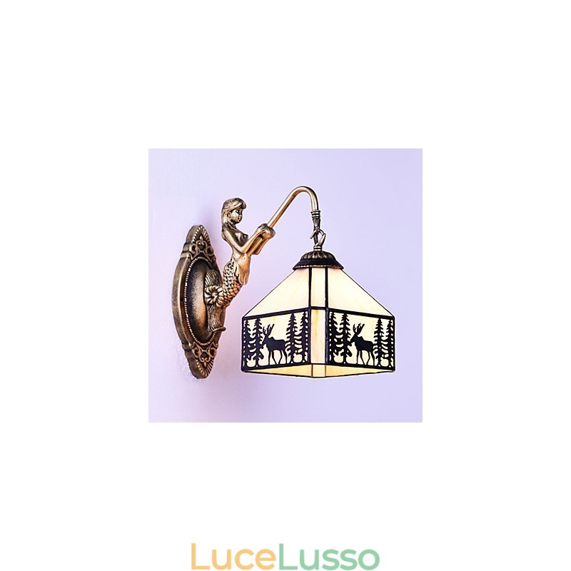 Lampada da parete in ferro battuto creativo rurale europeo con contratto di Natale cervo luci di vetro