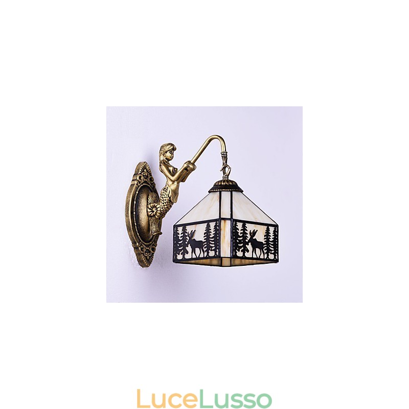 Lampada da parete in ferro battuto creativo rurale europeo con contratto di Natale cervo luci di vetro