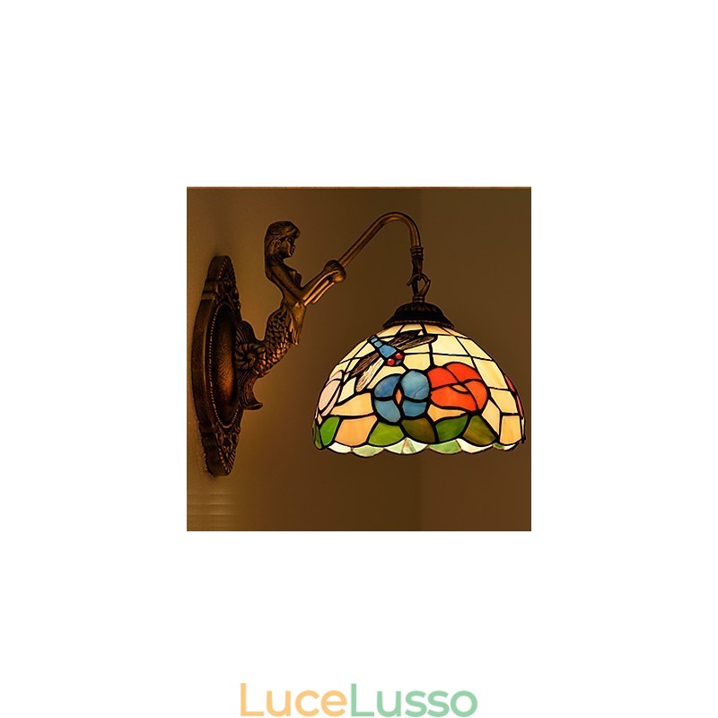 Lampada da parete in ferro battuto creativo rurale europeo contratto luci in vetro