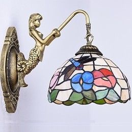 Lampada da parete in ferro battuto creativo rurale europeo contratto luci in vetro