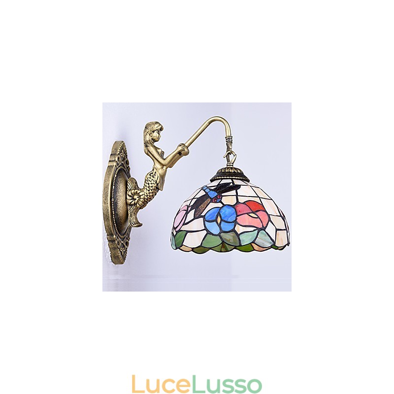 Lampada da parete in ferro battuto creativo rurale europeo contratto luci in vetro