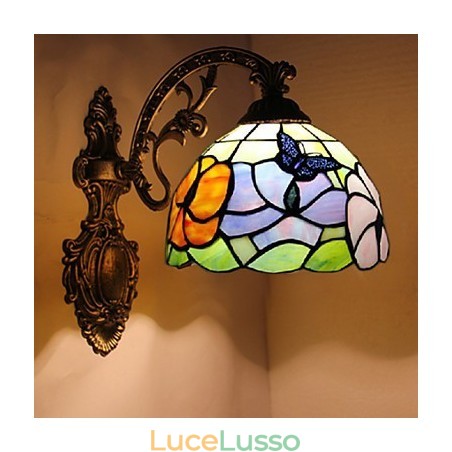 Lampada da parete in ferro battuto creativo rurale europeo mediterraneo con luci in vetro Lampada da parete in ferro battuto creativo rurale europeo mediterraneo con luci in vetro