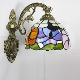 Lampada da parete in ferro battuto creativo rurale europeo mediterraneo con luci in vetro