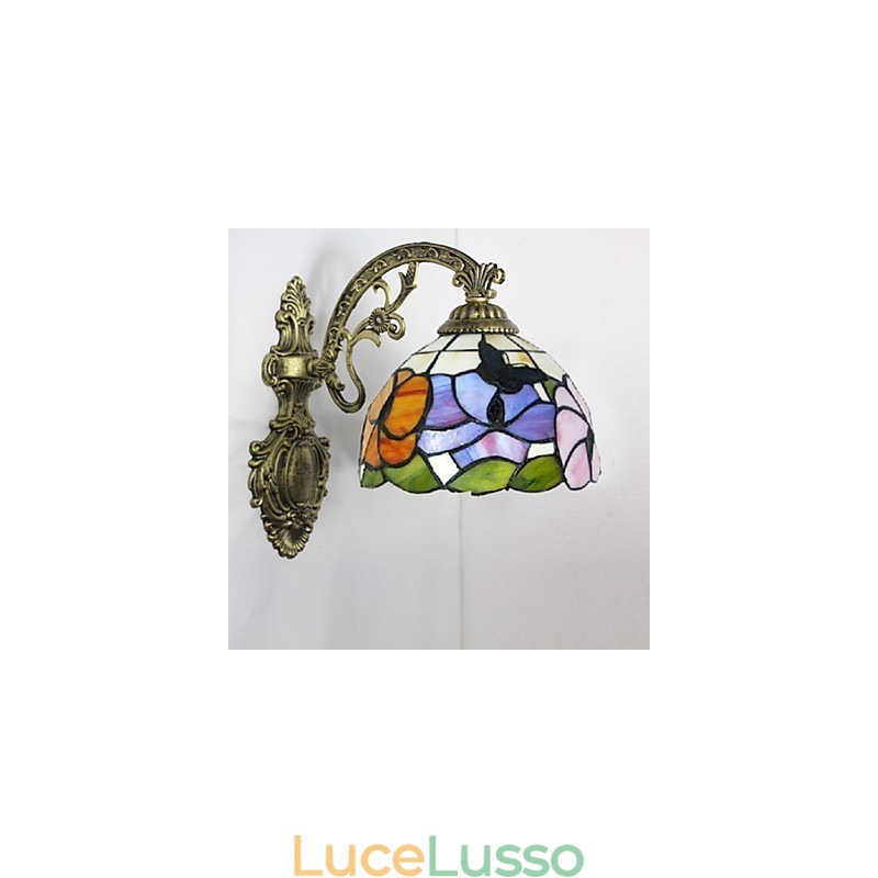 Lampada da parete in ferro battuto creativo rurale europeo mediterraneo con luci in vetro