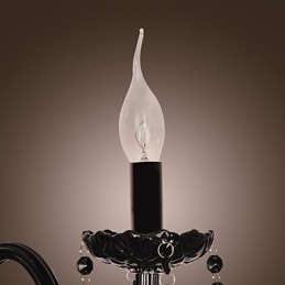 Applique in cristallo nero con lampadina a candela