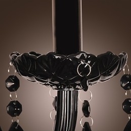 Applique in cristallo nero con lampadina a candela