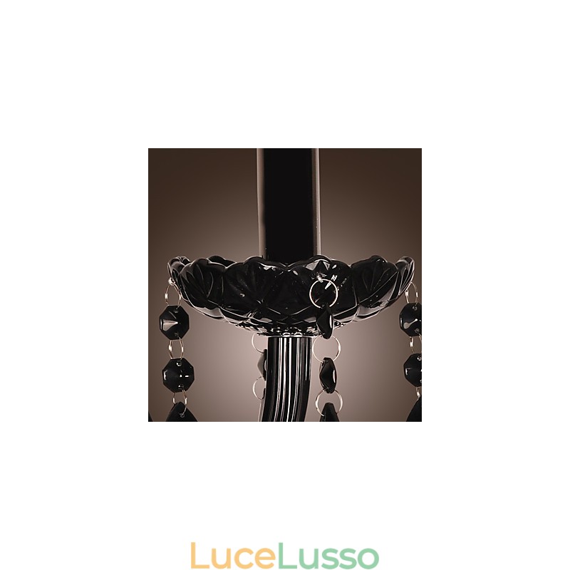 Applique in cristallo nero con lampadina a candela