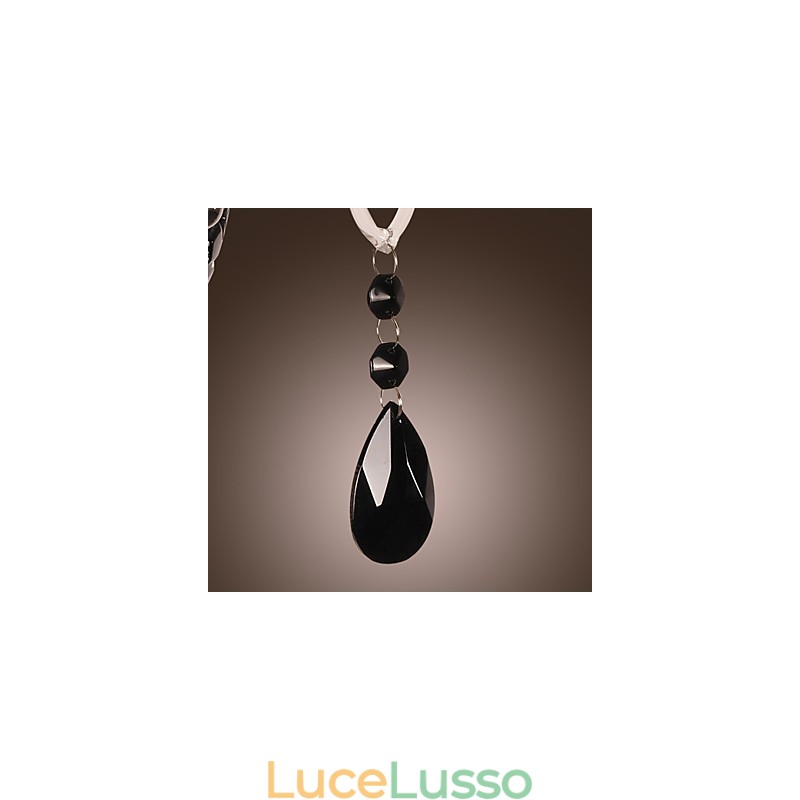 Applique in cristallo nero con lampadina a candela