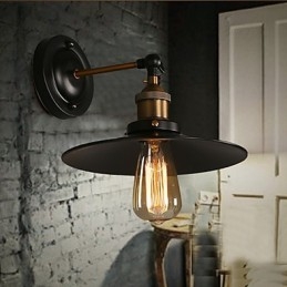 Lampada da parete con ombrello nero a testa singola, luce nordica creativa, che ripristina i modi antichi