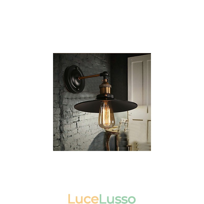 Lampada da parete con ombrello nero a testa singola, luce nordica creativa, che ripristina i modi antichi