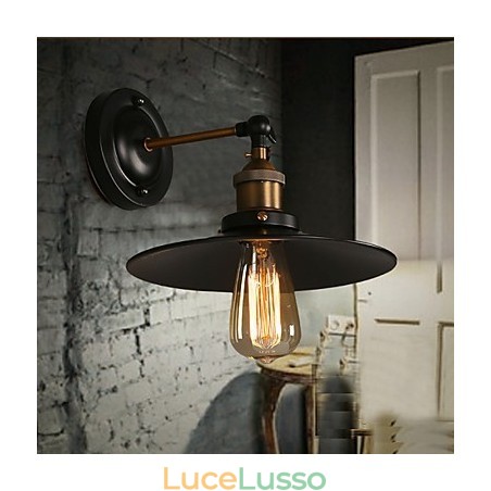 Lampada da parete con ombrello nero a testa singola, luce nordica creativa, che ripristina i modi antichi Lampada da parete con ombrello nero a testa singola, luce nordica creativa, che ripristina i modi antichi