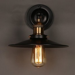 Lampada da parete con ombrello nero a testa singola, luce nordica creativa, che ripristina i modi antichi