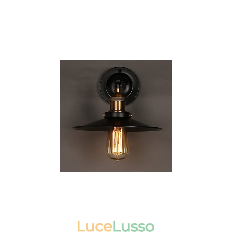 Lampada da parete con ombrello nero a testa singola, luce nordica creativa, che ripristina i modi antichi