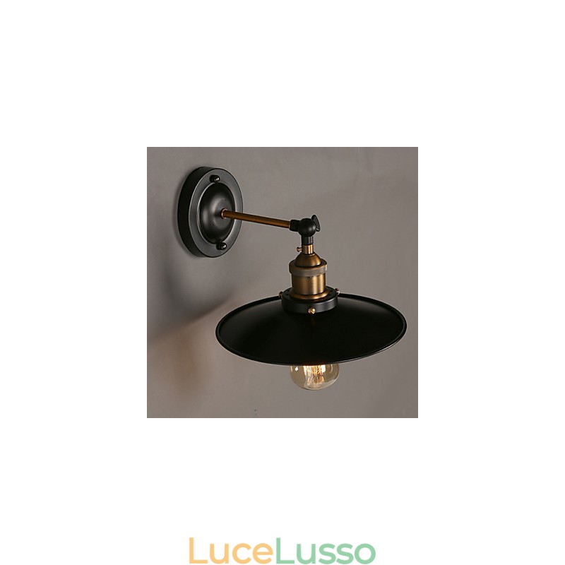Lampada da parete con ombrello nero a testa singola, luce nordica creativa, che ripristina i modi antichi