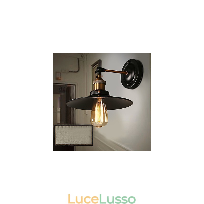 Lampada da parete con ombrello nero a testa singola, luce nordica creativa, che ripristina i modi antichi