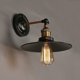 Lampada da parete con ombrello nero a testa singola, luce nordica creativa, che ripristina i modi antichi
