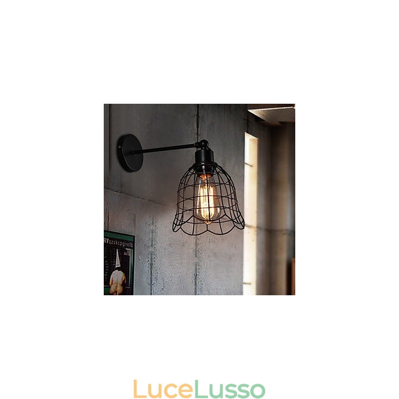 Lampada da parete industriale a testa singola Lampada da parete in ferro battuto di tipo europeo