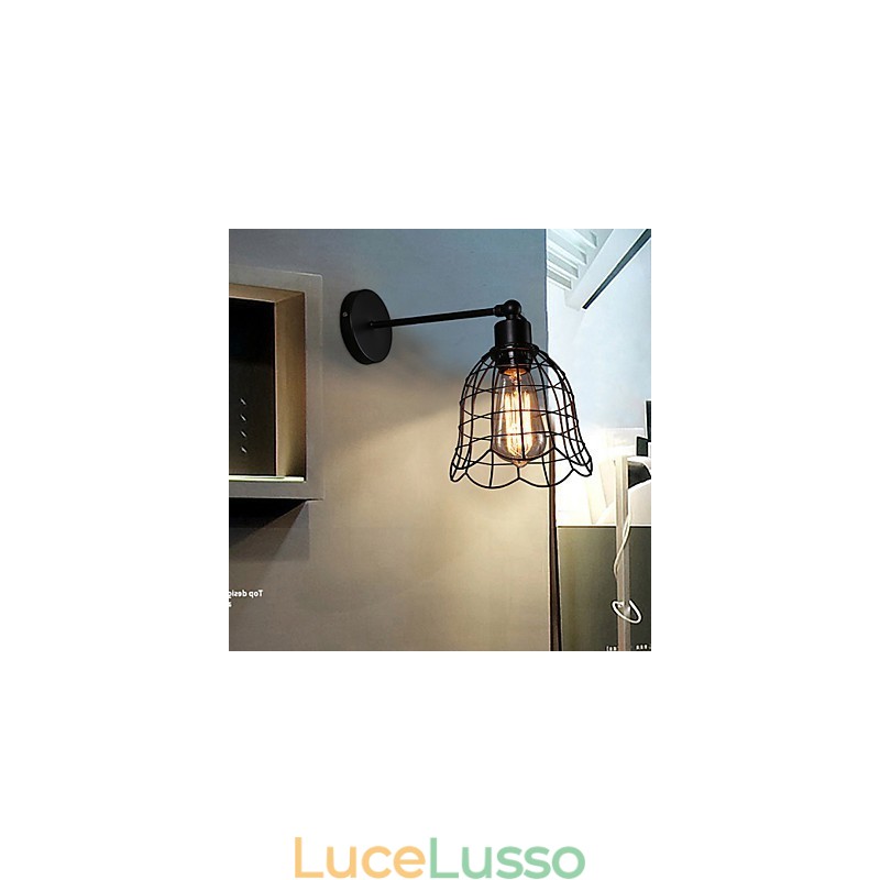 Lampada da parete industriale a testa singola Lampada da parete in ferro battuto di tipo europeo