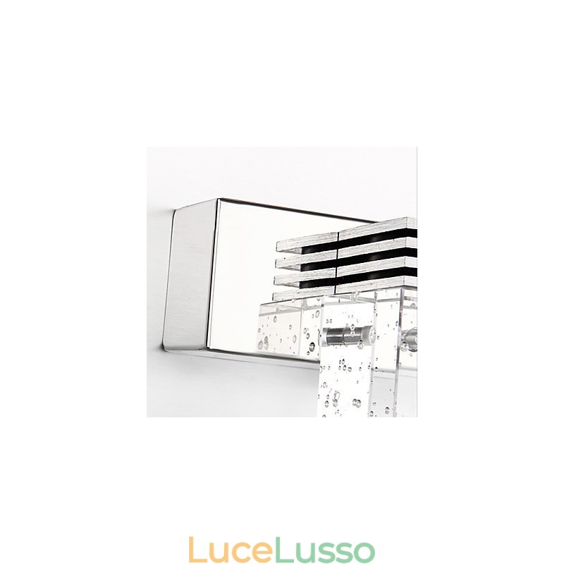 Applique moderna con paralume cubico a bolle di vetro, stile frontale a specchio
