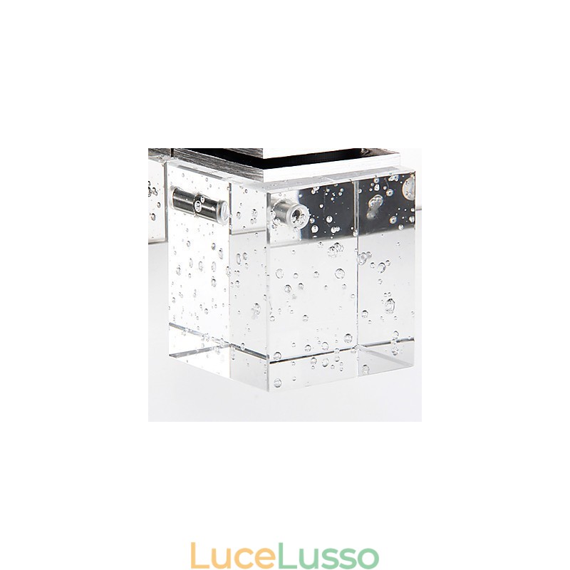 Applique moderna con paralume cubico a bolle di vetro, stile frontale a specchio