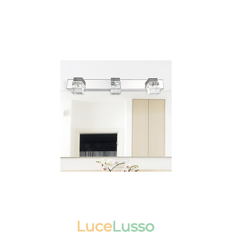 Applique moderna con paralume cubico a bolle di vetro, stile frontale a specchio