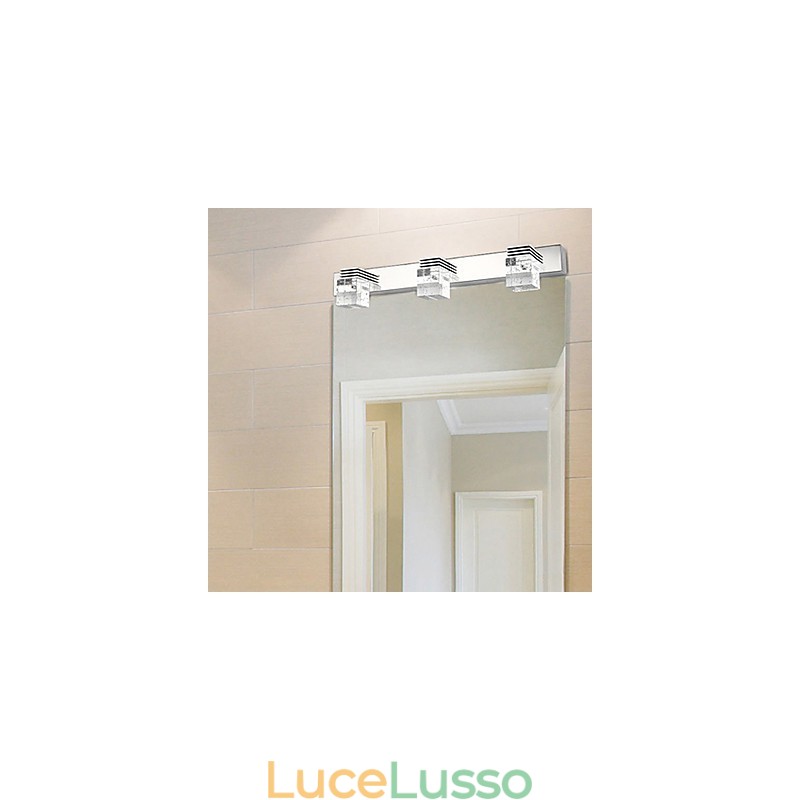 Applique moderna con paralume cubico a bolle di vetro, stile frontale a specchio