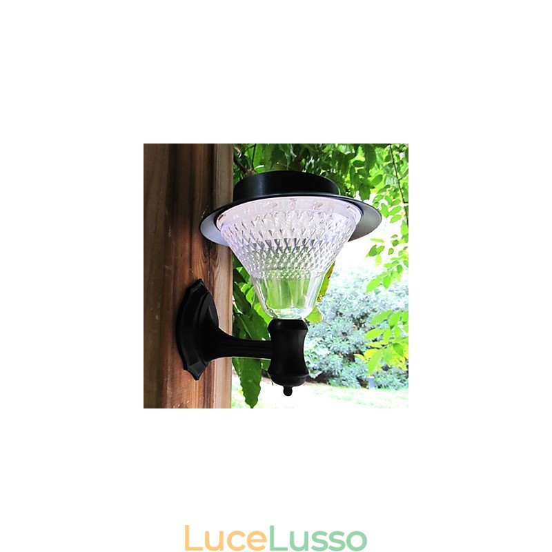 Lampada da parete per esterni con energia solare, per giardino, cortile, porta, percorso, villa, bianca