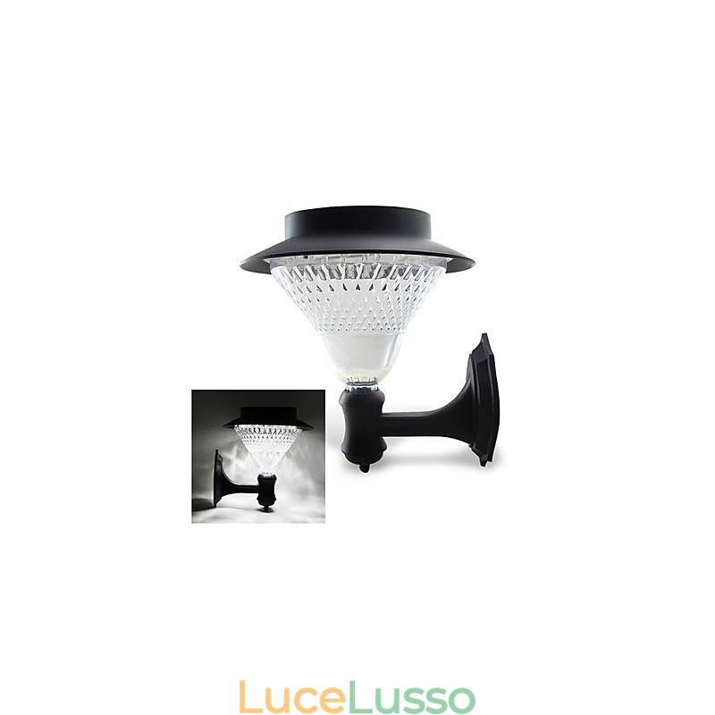 Lampada da parete per esterni con energia solare, per giardino, cortile, porta, percorso, villa, bianca