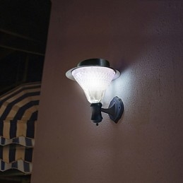 Lampada da parete per esterni con energia solare, per giardino, cortile, porta, percorso, villa, bianca