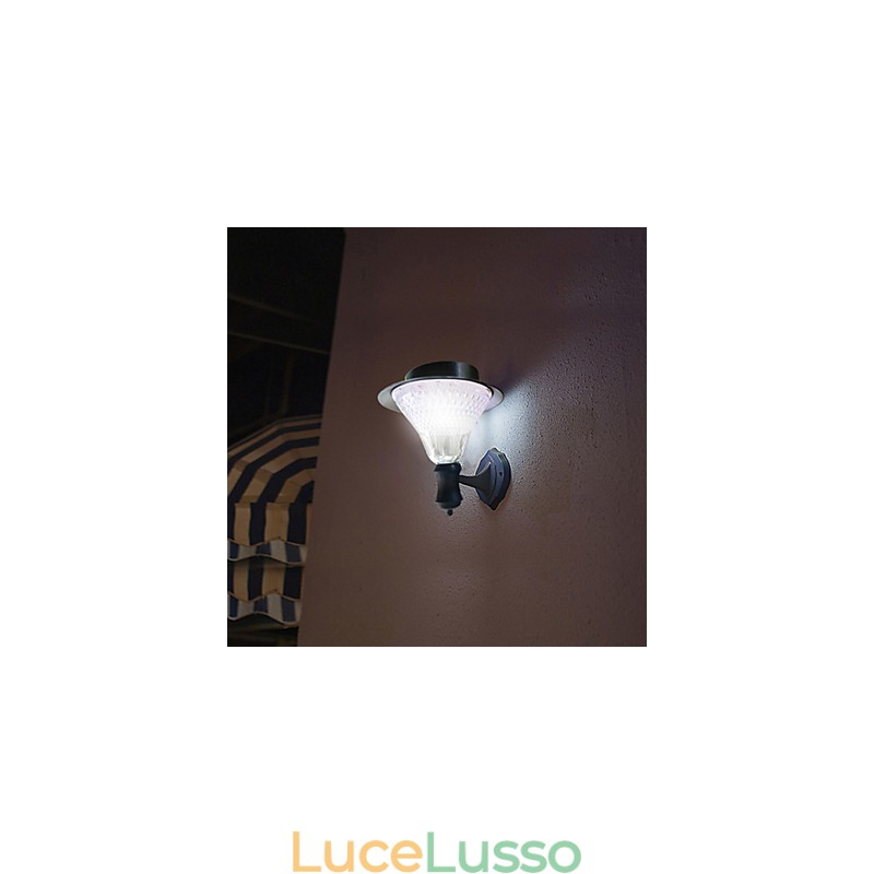 Lampada da parete per esterni con energia solare, per giardino, cortile, porta, percorso, villa, bianca