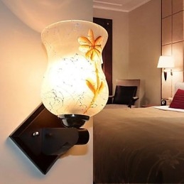 Lampada da parete creativa in legno massello per camera da letto, testata del letto, luci