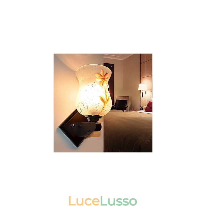 Lampada da parete creativa in legno massello per camera da letto, testata del letto, luci