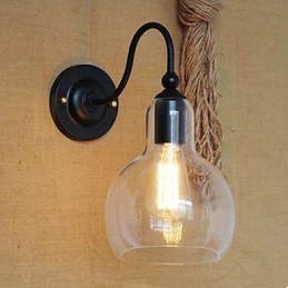 Lampada da parete moderna in ferro battuto e vetro per ristorante