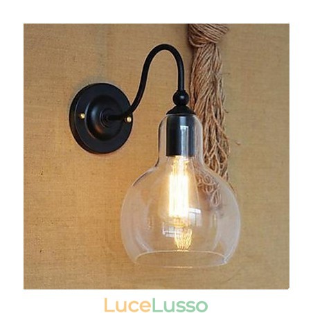 Lampada da parete moderna in ferro battuto e vetro per ristorante Lampada da parete moderna in ferro battuto e vetro per ristorante