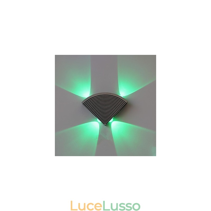 Lampada da parete Fan Quattro luci Verde Alluminio Acrilico