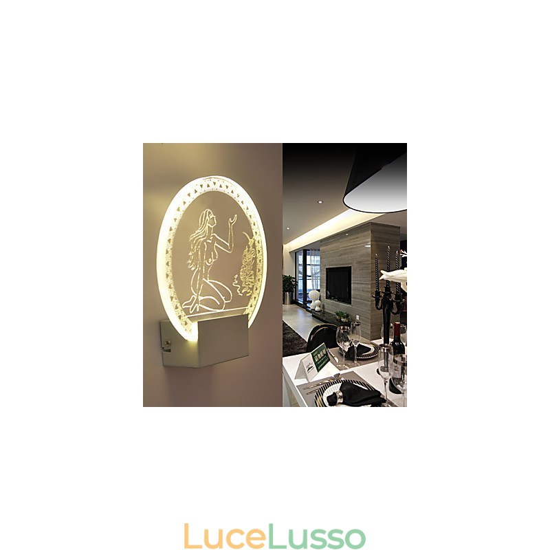 Lampada da parete in acrilico Lampada in PVC Chip luminoso moderno contemporaneo Metallo 5W