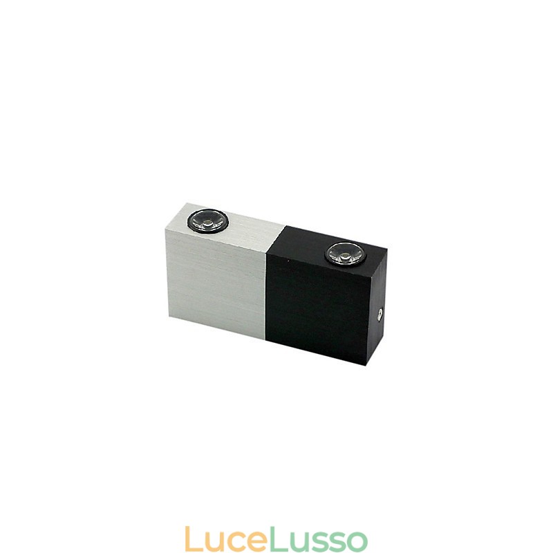 Applique moderna con corpo cubico dal design chic metà argento metà nero 2 s